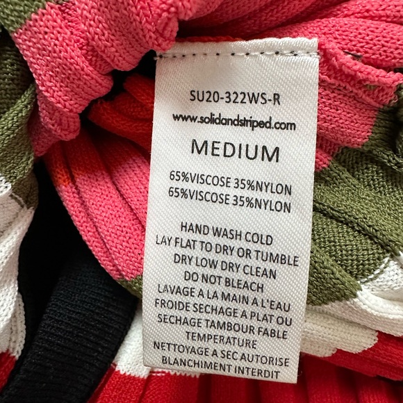 SOLID & STRIPED Red Pink Green Striped Ribbed Midi Dress - Picture 13 of 15